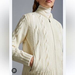 moncler cable knit full zip up cardigan